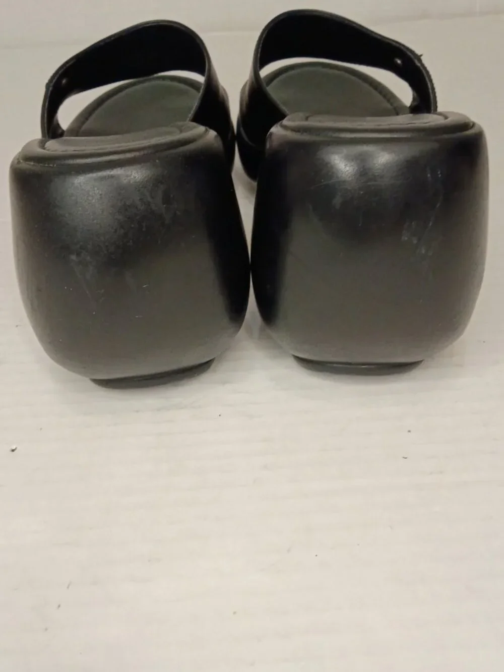 Tommy Hilfiger Black Leather Y2K Platform Wedge Slides Women’s Size 9M